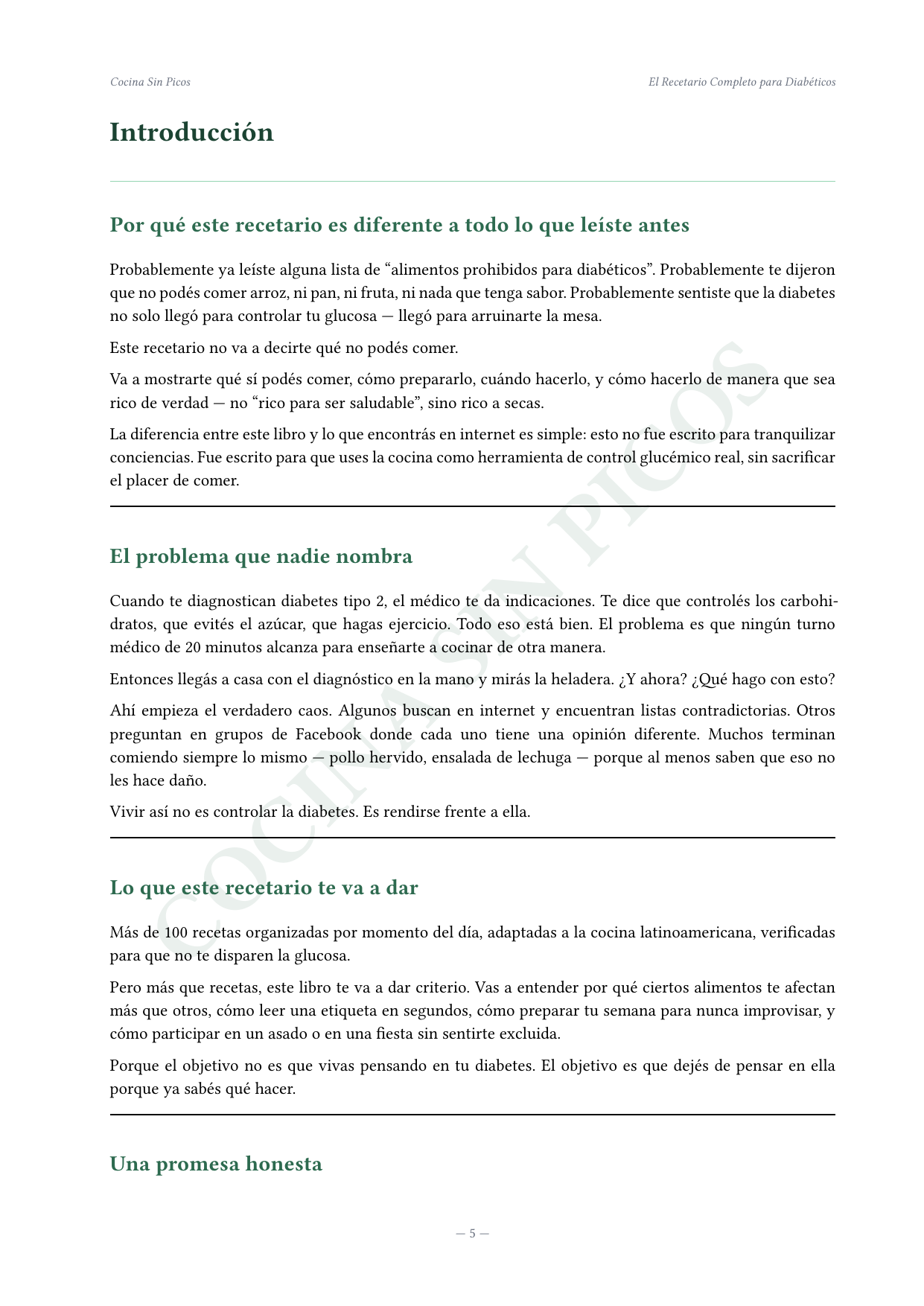 Página interior de Cocina Sin Picos